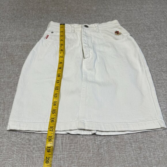 Vintage | Jeanjer Jeans | Diffusion Mini Skirt | White Denim | Size 3/4 - Picture 13 of 15